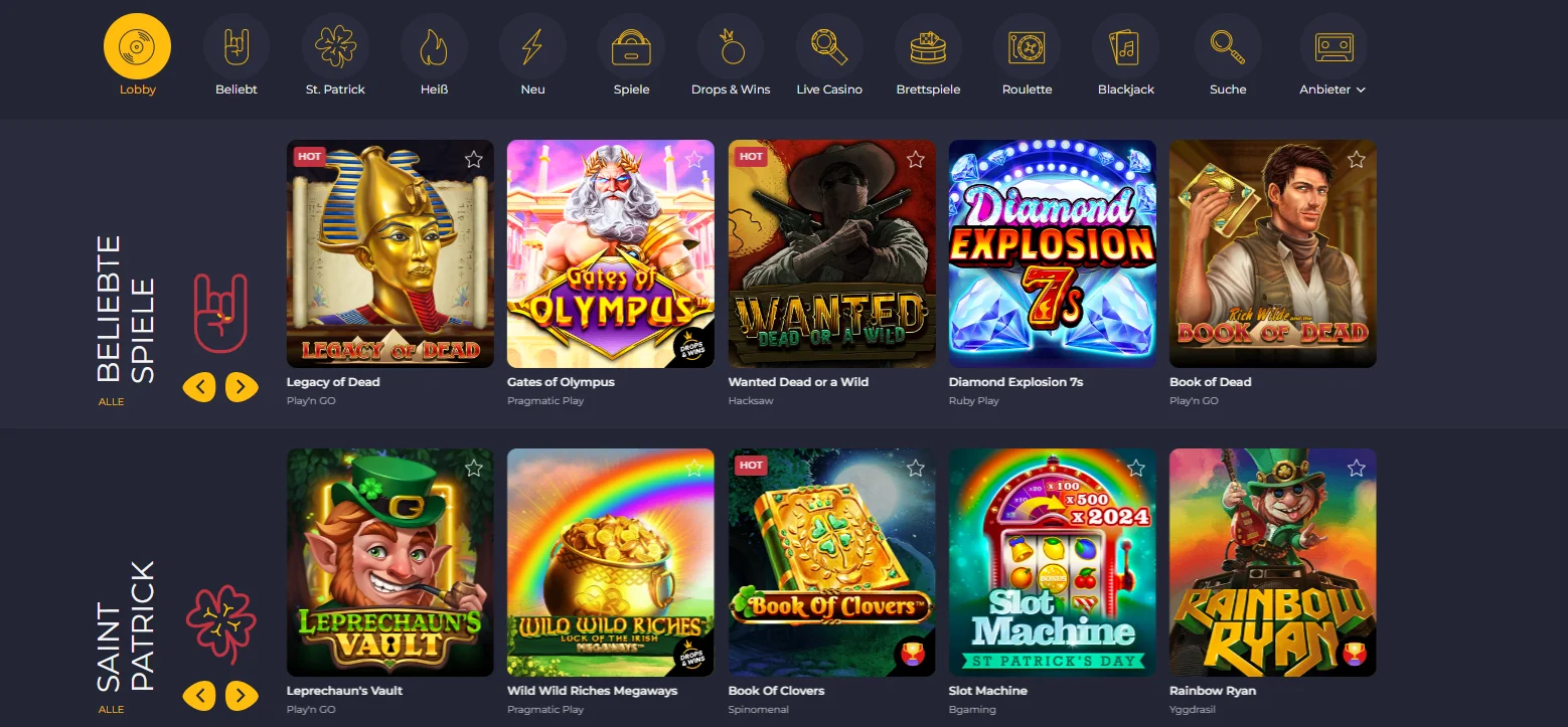 Rapid Transfer Online Casinos Spiele