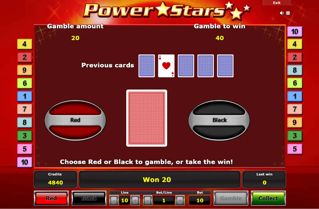Power Stars Spielautomat Casino Auswahl
