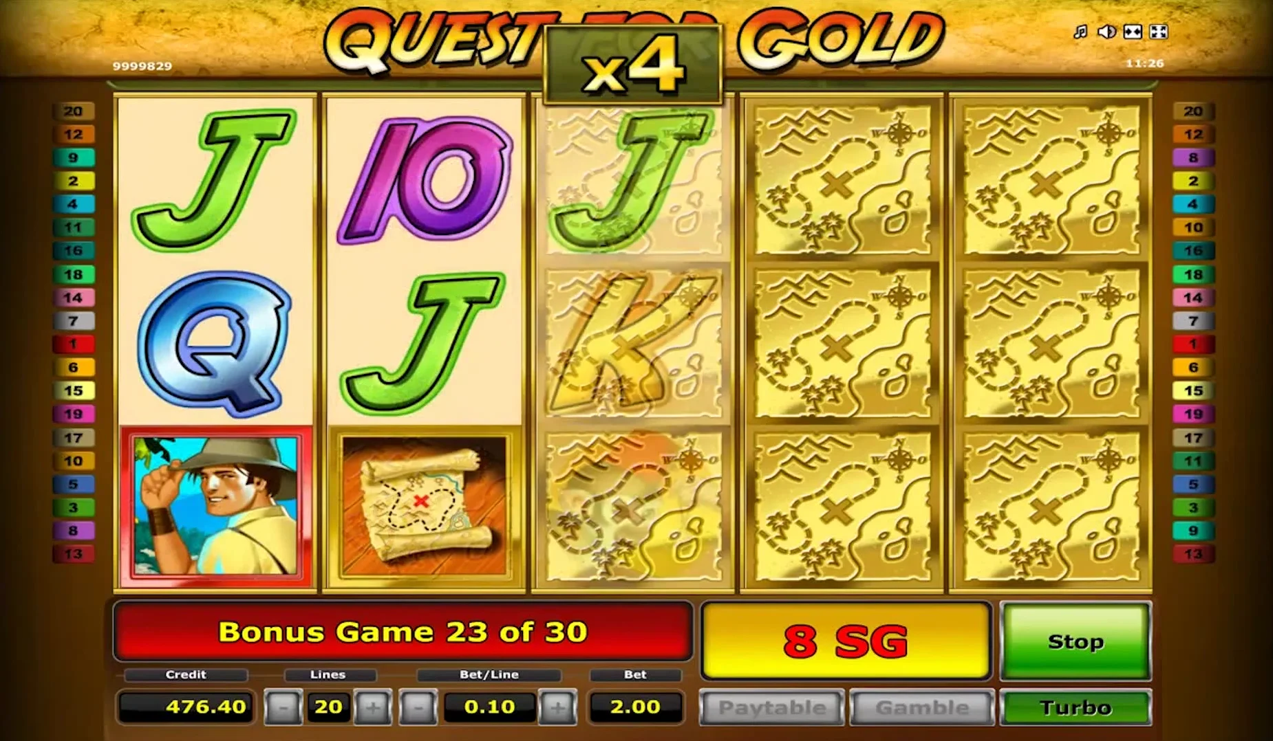 Quest for Gold Spielautomat Casino Auswahl