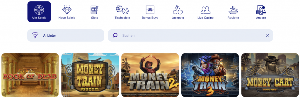 Bluvegas Casino Spieleangebot