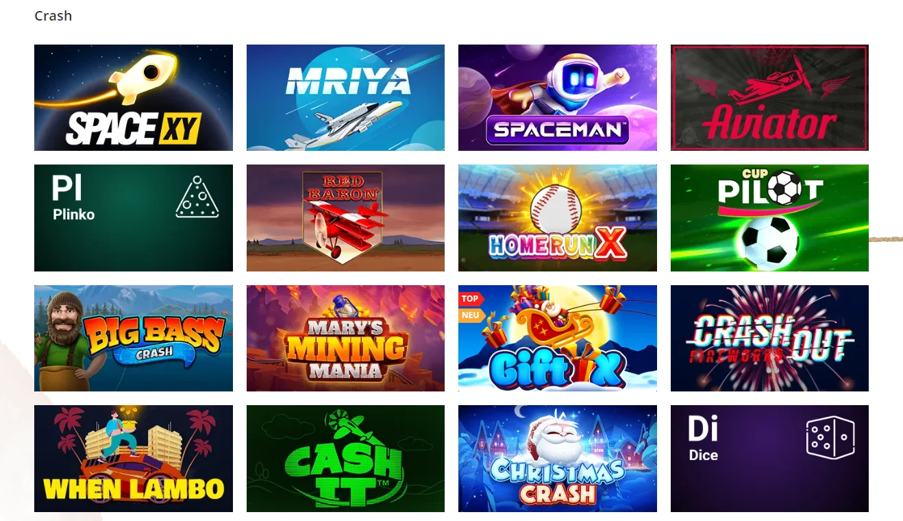 Auswahl an Crash Casino Games