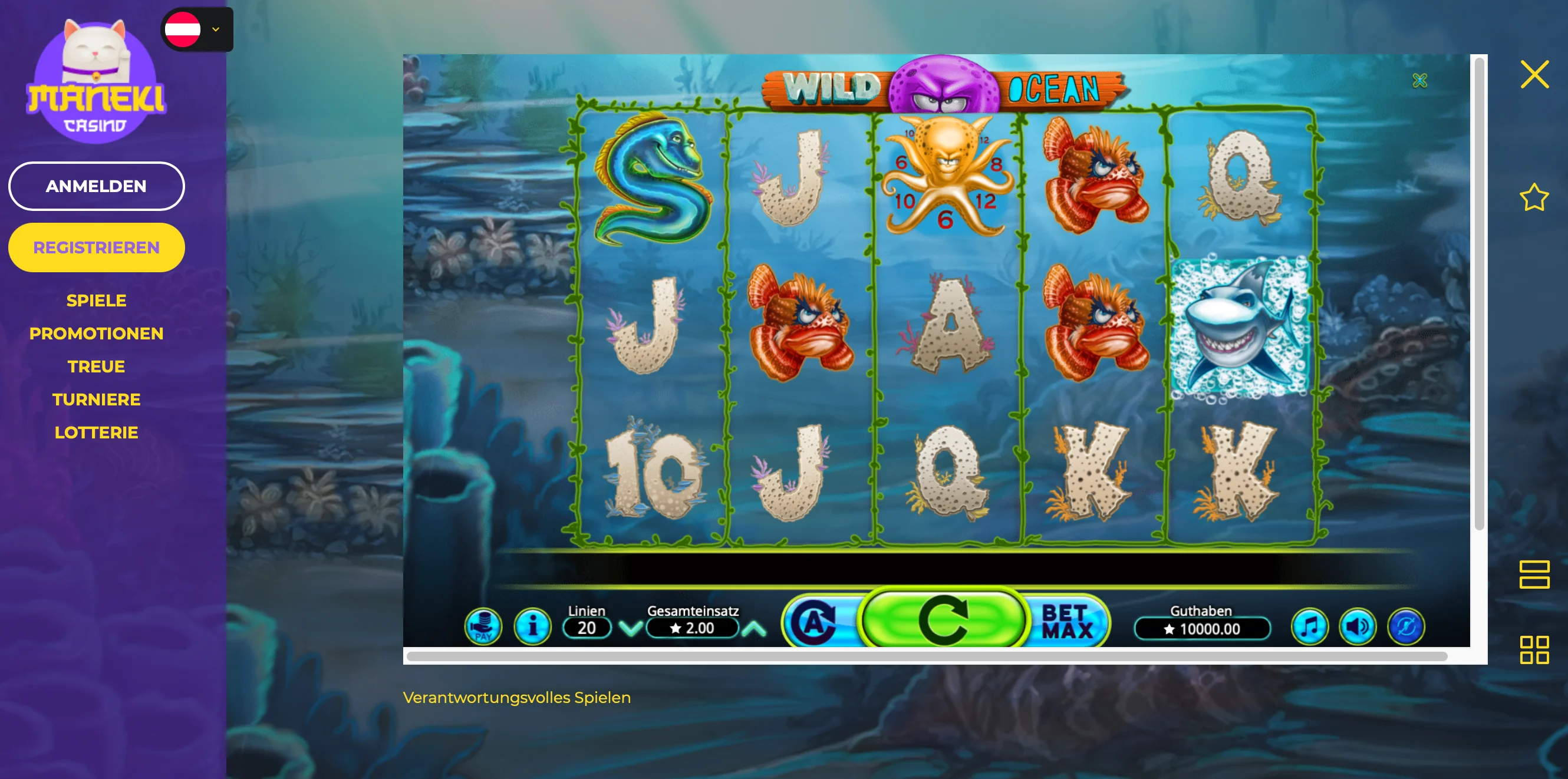 Wild Ocean Spielautomat Casino Auswahl