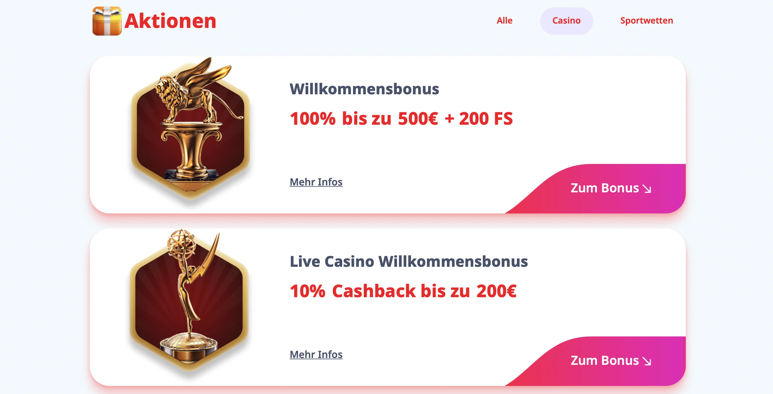 Infinity Casino Bonusprogramm