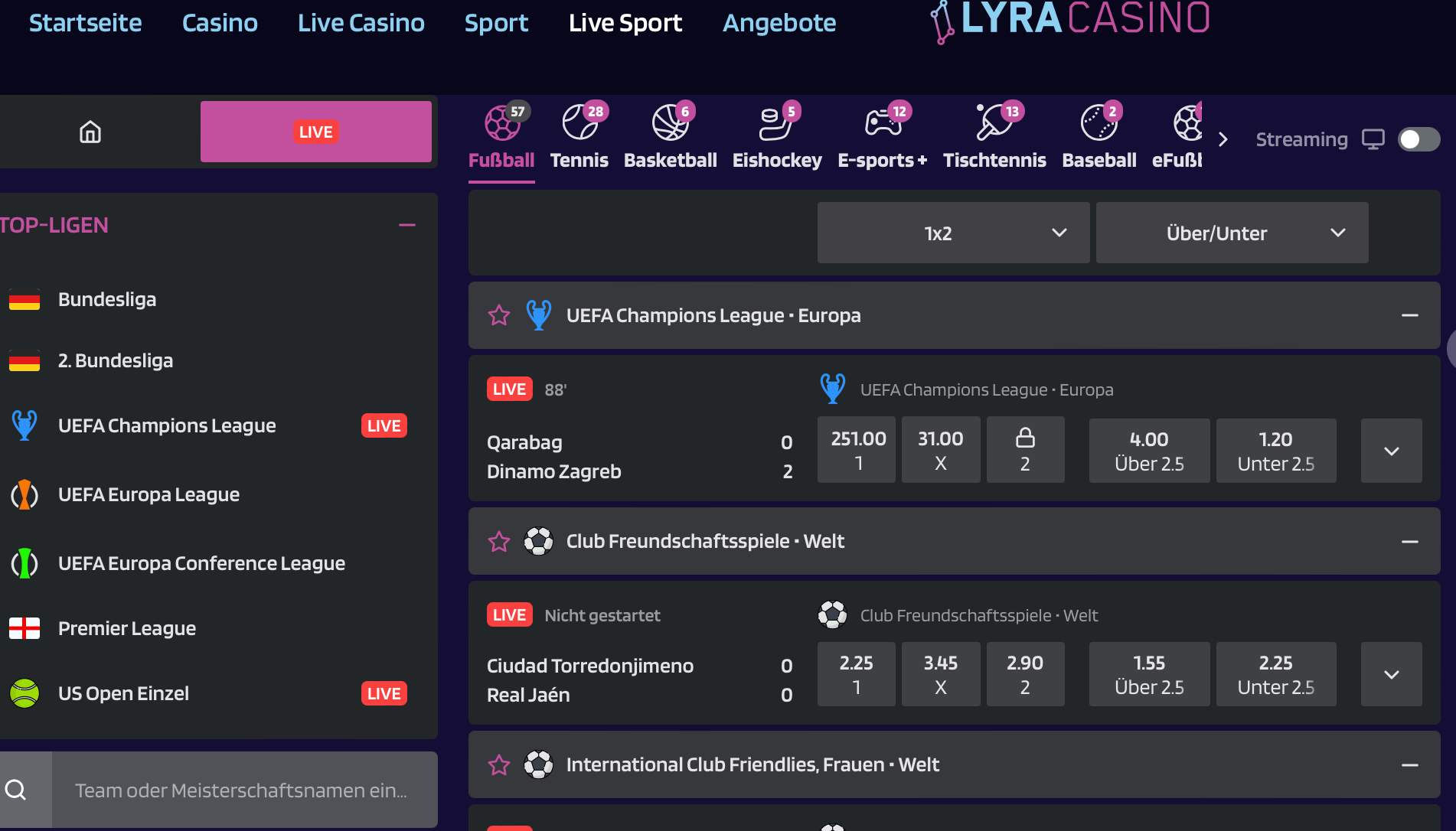 LyraCasino Sportwetten