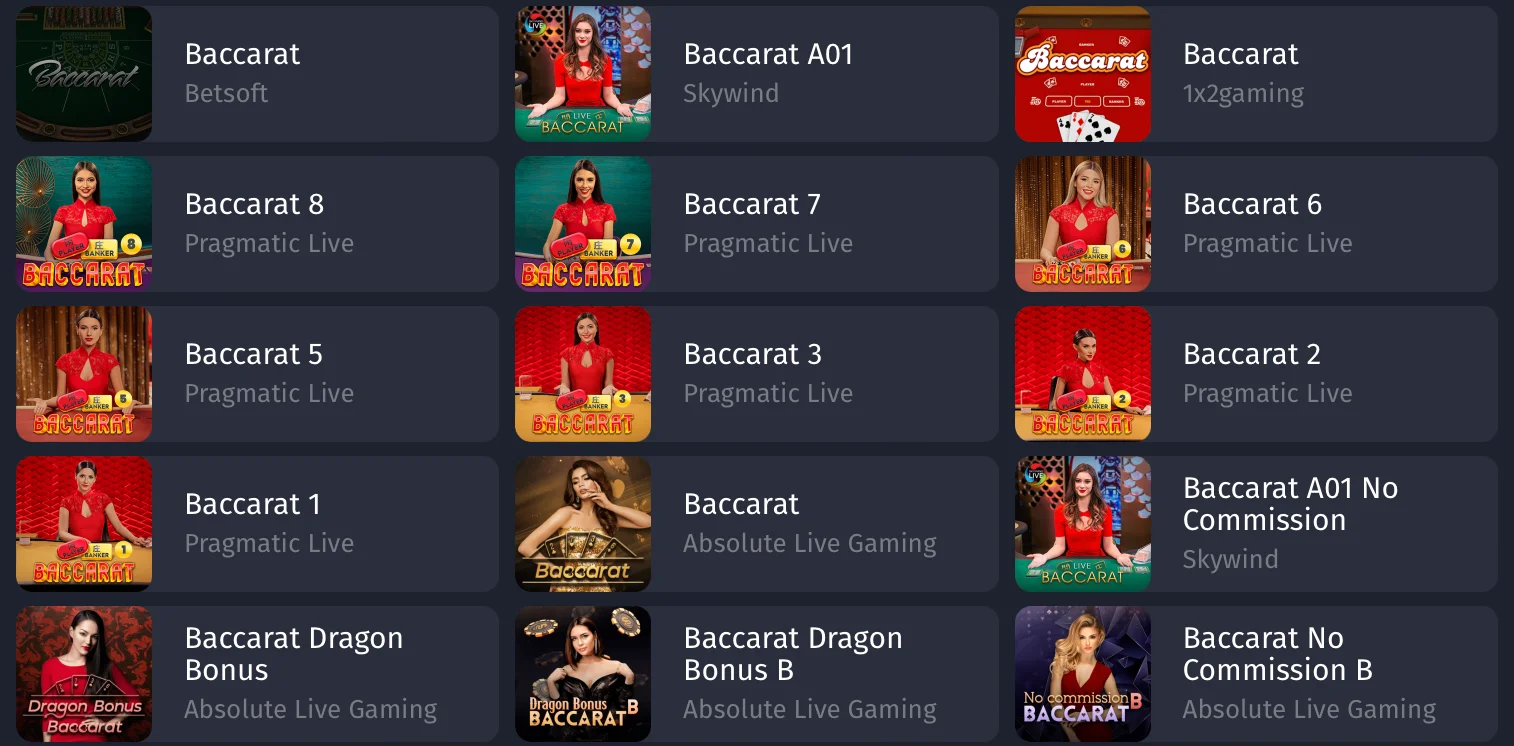 Online Baccarat Varianten