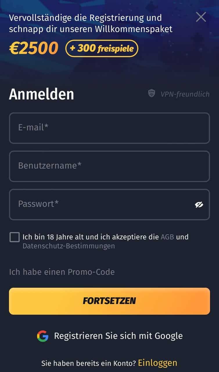 Online Casino Anmeldung