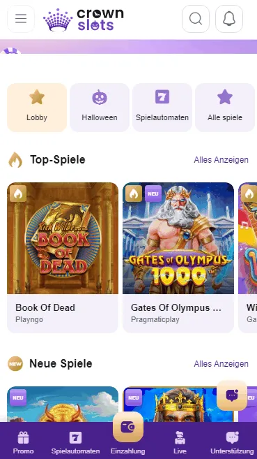 Crown Slots Casino Spielangebot