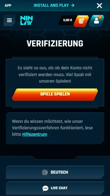 Ninlay Casino Verifizierung