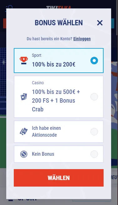 Tikitaka Casino Bonus