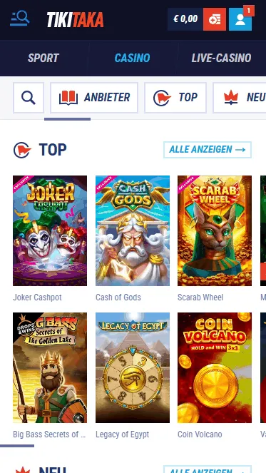 Tikitaka Casino Spielangebot