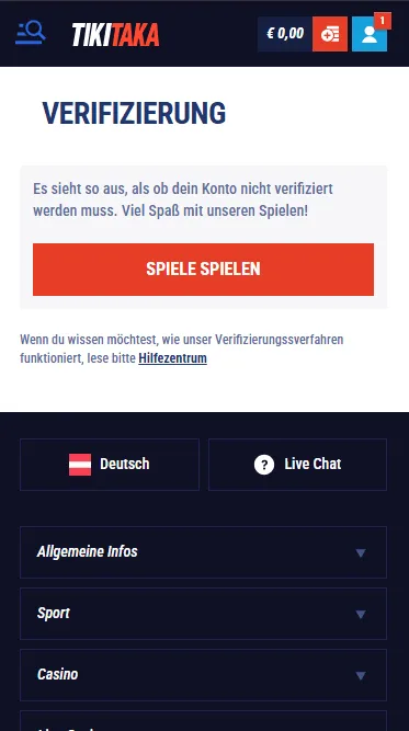 Tikitaka Casino Verifizierung