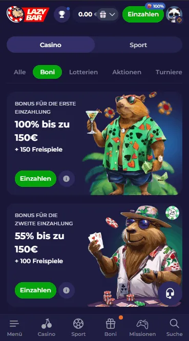 Lazybet Casino Einzahlung