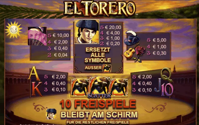 Symbolen bei El Torero Slot