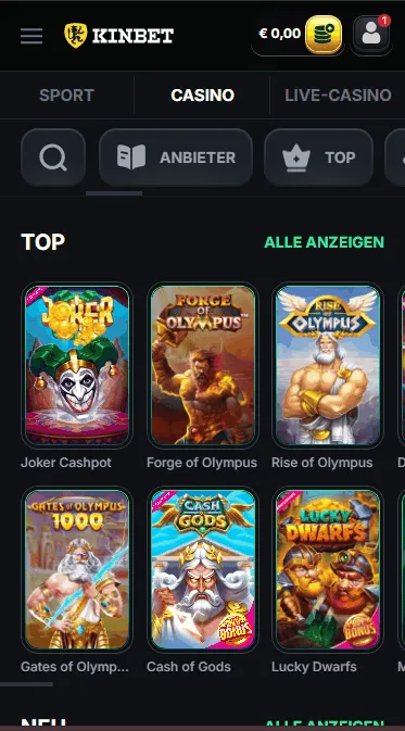 Spielen im Kinbet Casino