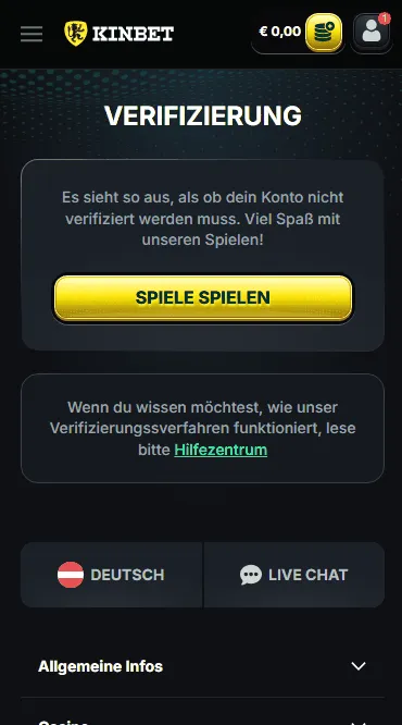 Identitätsverifizierung im Kinbet