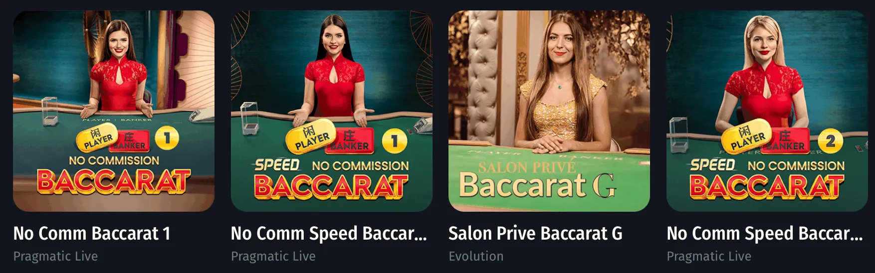 Varianten von Live Baccarat