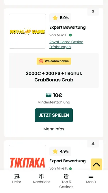 Wahlen sie 15 euro Casino