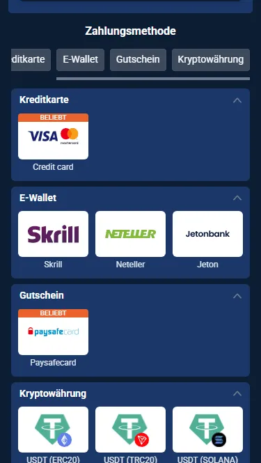 Wahlen die 2 euro Zahlungmethoden