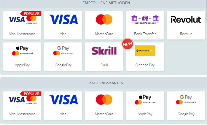 Beliebte Zahlungsmethoden im Casino mit 2 Euro Zahlungsmethoden im 2 EUR Casino