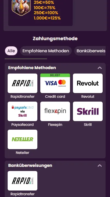 Wahlen die 4 euro Zahlungmethoden
