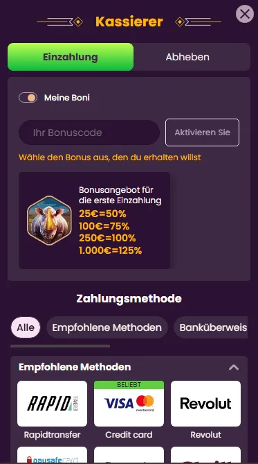 Kasse im 4 Eur Casino