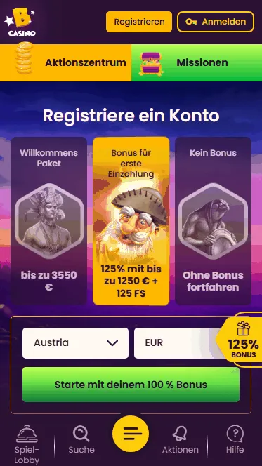 Registriere ein Konto am 4 Euro Caisno