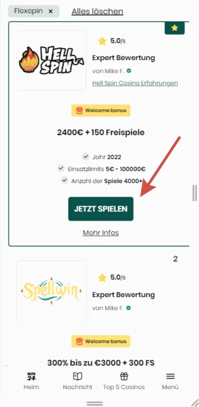 Hell Spin Casino Wahlen Aus Der Liste