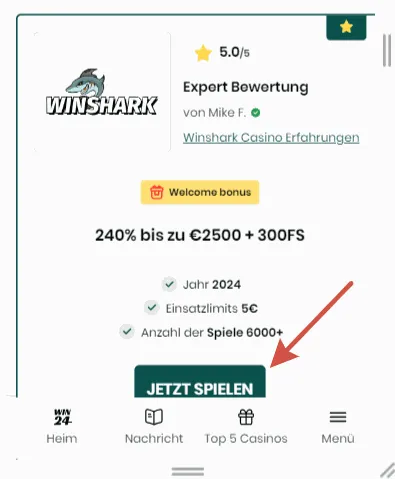 Winshark Casino Wahlen Aus Der Liste