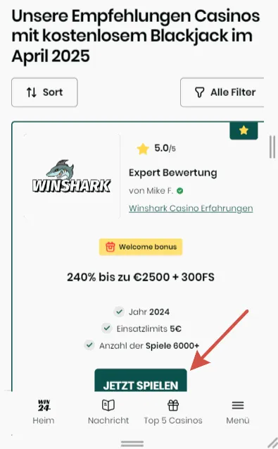 Winshark Casino Wahlen
