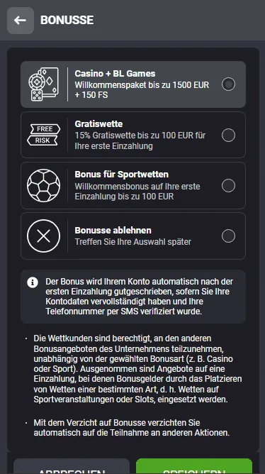 Bonus im Betlabel Casino