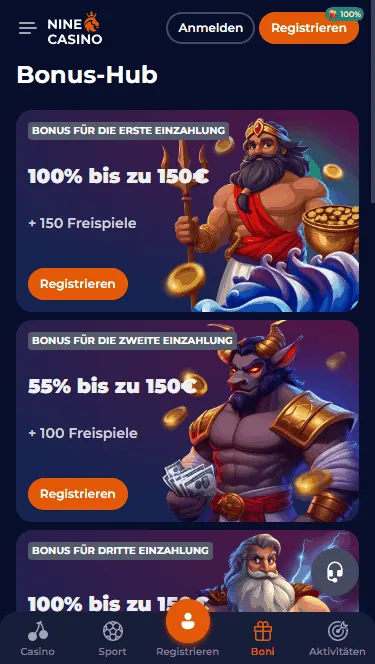 Bonus im Deutschland Nine Casino