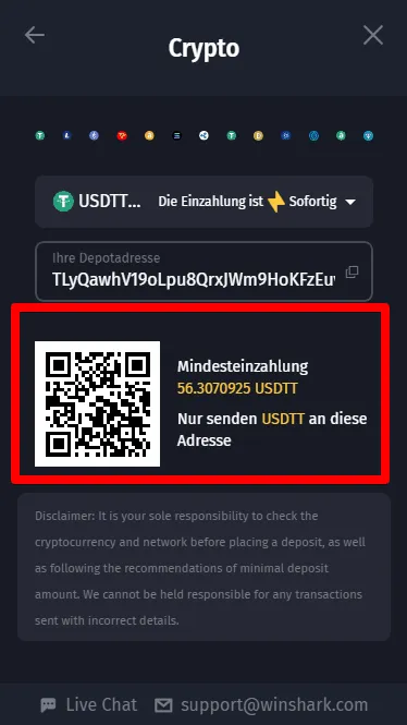 Betragwahl im Krypto Casino
