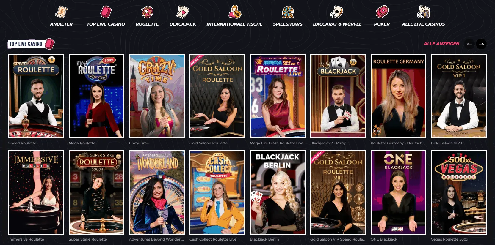 Lunubet Casino Live Spiele Live Casino im Lunubet
