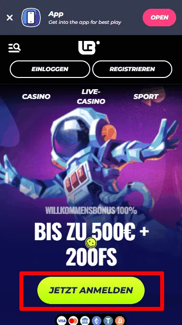 Registrieren im Lunubet Casino