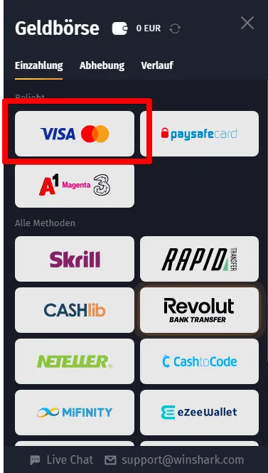 Zahlungen im Mastercard Casino