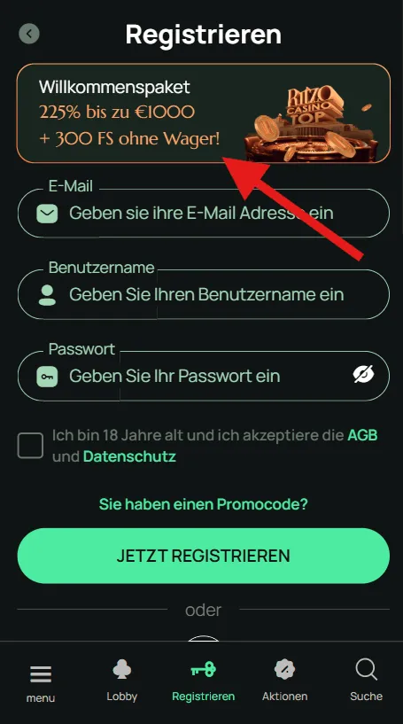 Ritzo Casino Bonus Sichern