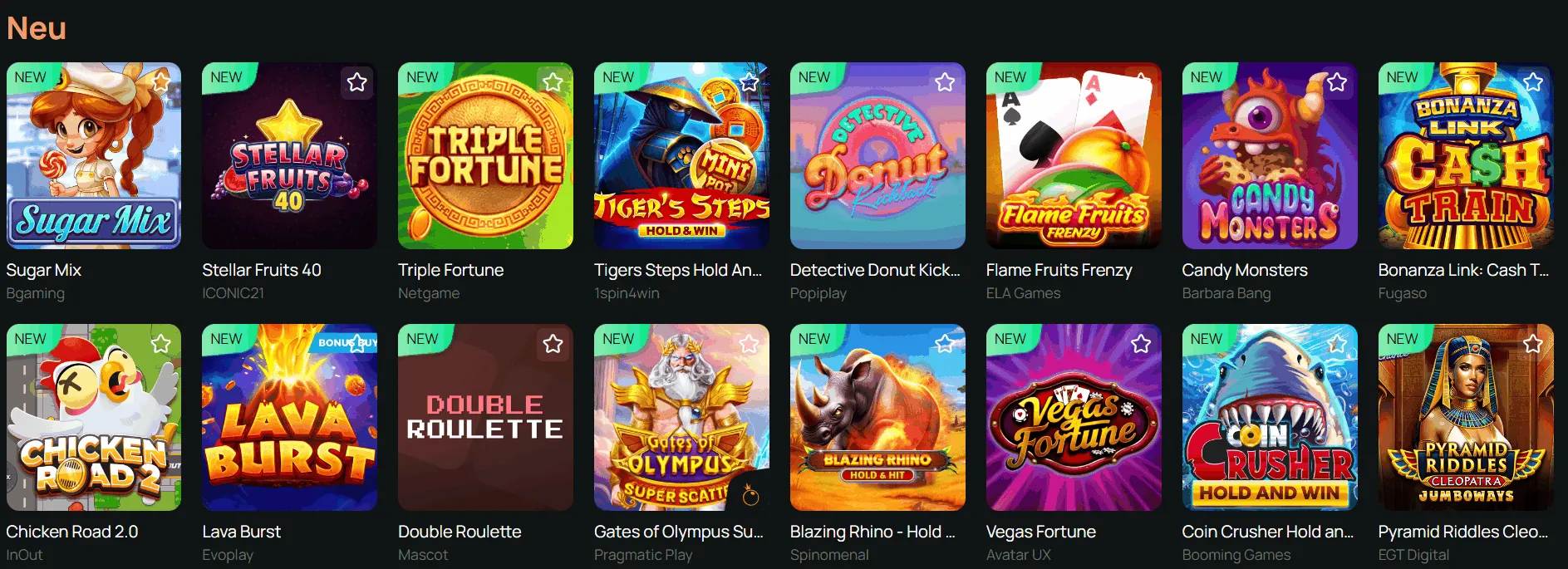 Neue Slots im Ritzo Casino Neue Slots Angebot im Ritzo