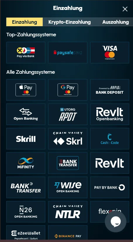 Einzahlen im Spellwin Casino