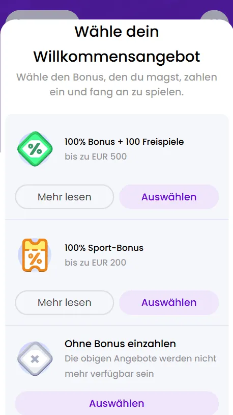 Bonus im Winnerz Casino