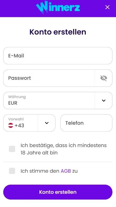 Daten eingaben im Winnerz