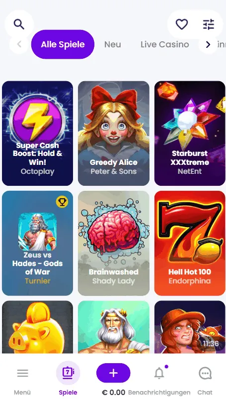 Spiele im Winnerz Casino
