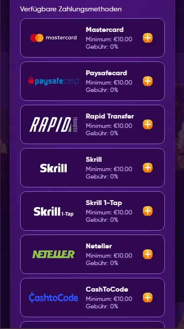 Einzahlung im 10 EUR Casino Kingmaker