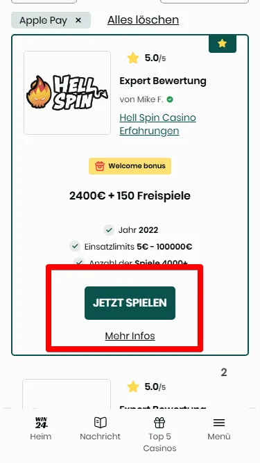 Wahlen die Apple Pay Casino