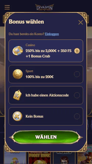 Bonus bei Divaspin Casino