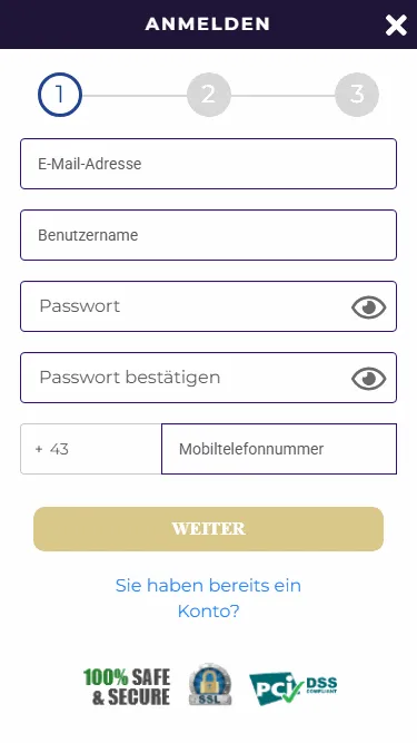 Registrier im 300 Prozent Boni Playoro Casino