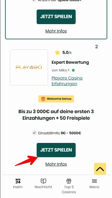 Playoro 300 Prozent boni Casino wahlen