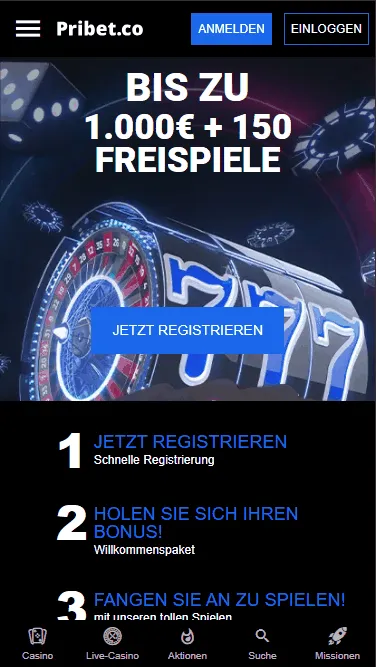 Registrierung im Pribet