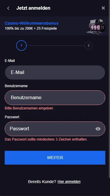 Pribet Daten angeben