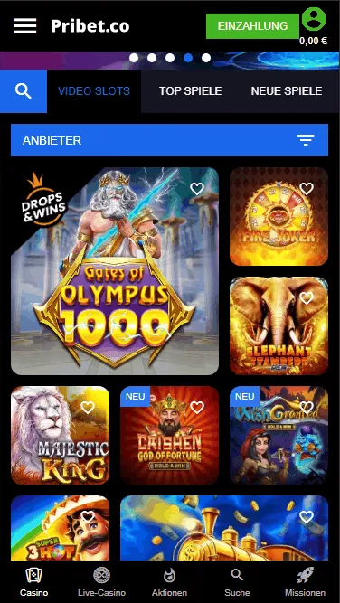 Spiele im Pribet Casino