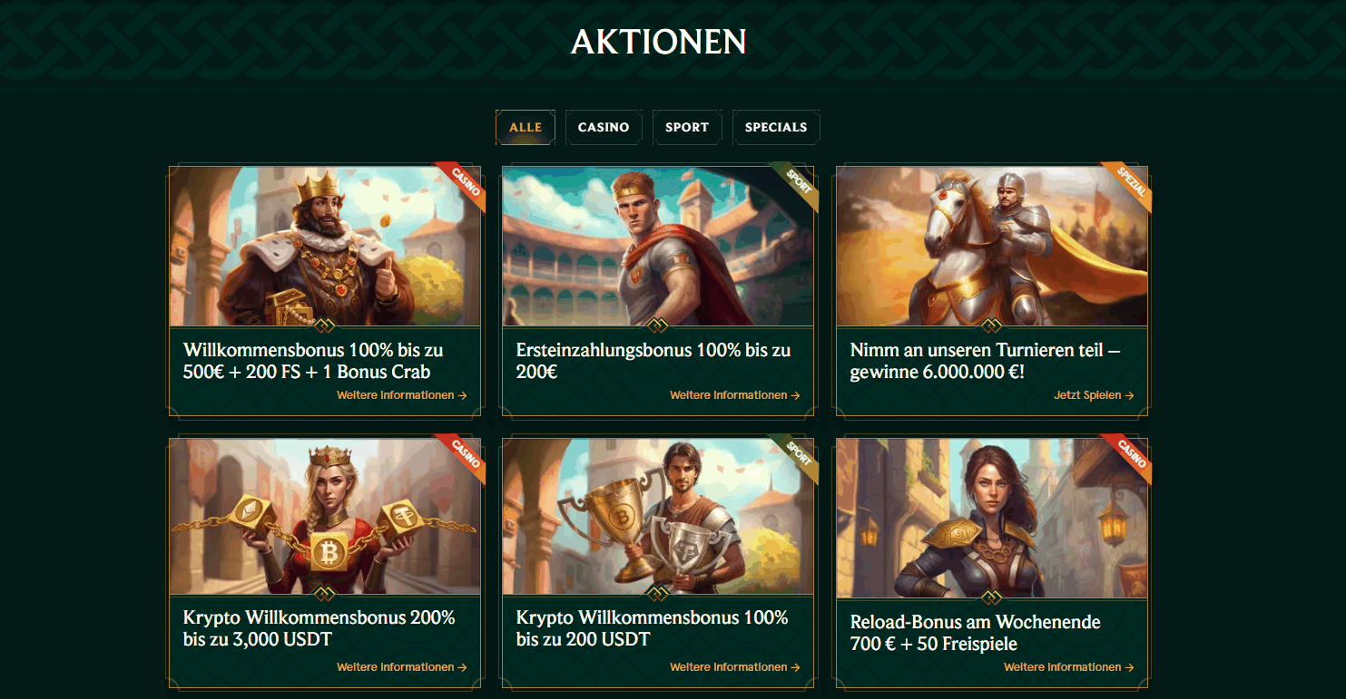 Alle Casinia Casino Bonus Aktionen